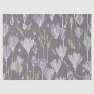 Elegant Lavendar White Boho Wildflower Floral Tissue Paper