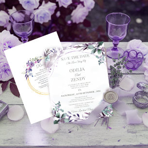 Elegant Lavender and Purple Watercolor Floral Invitation
