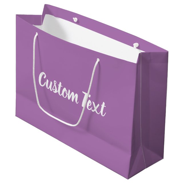 Elegant Lavender and White Script Text Template Large Gift Bag (Front Angled)