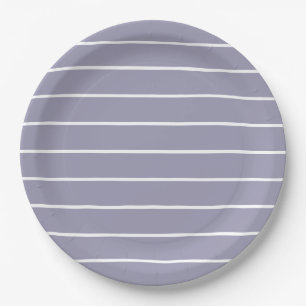 Elegant Lavender and White Striped Pattern Paper Plate