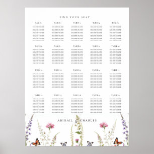 Elegant Lavender and Wildflower Bloom Seating Poster