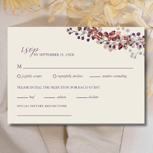 Elegant Lavender Autumn Wedding RSVP Card