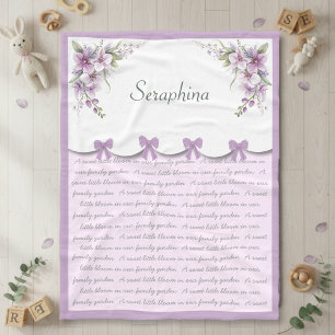 Elegant Lavender Baby Girl Purple Nursery Fleece Blanket