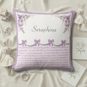 Elegant Lavender Baby Girl Purple Nursery Throw Pillow