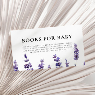 Elegant lavender baby shower book request card