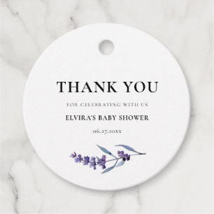 Elegant Lavender Baby Shower Thank You Favour Tags