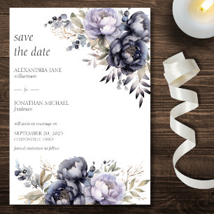 Elegant Lavender & Black Peonies Wedding Save The Date