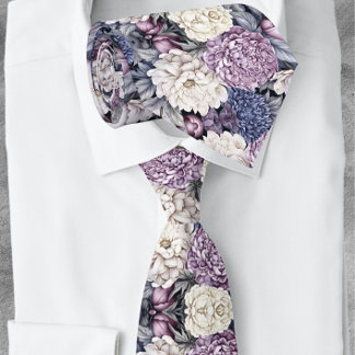 Elegant Lavender Blue Modern Floral Pattern Tie