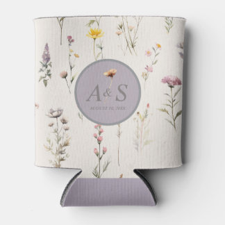 Elegant Lavender, blush and cream Wildflowers Can Cooler