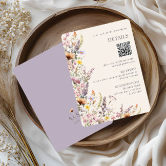 Elegant Lavender, Blush and Cream Wildflowers Enclosure Card