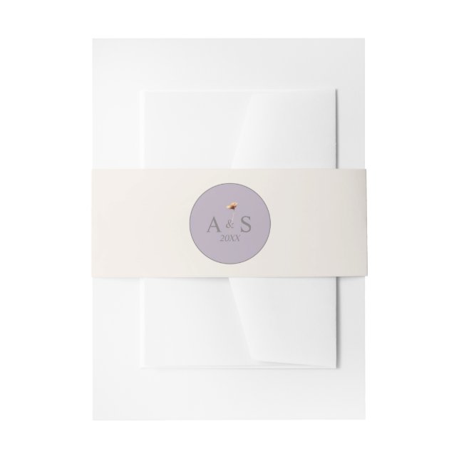 Elegant Lavender, Blush and Cream Wildflowers Invitation Belly Band (Front Example)