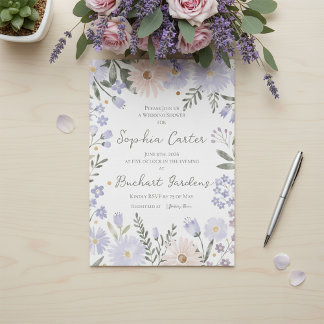 Elegant Lavender Blush Floral Wedding Shower  Invitation