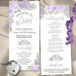 Elegant Lavender Boho Watercolor Floral Wedding Program<br><div class="desc">This beautiful wedding program features an elegant floral boho chic design with hand painted roses and blossoms in shades of lavender, lilac, and dusty purple, surrounded by delicate sprigs of eucalyptus leaves and garden greenery. The titles are written in fancy script calligraphy, and there is space for your ceremony and...</div>