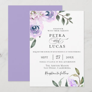 Elegant Lavender Botanical Wedding Invitation