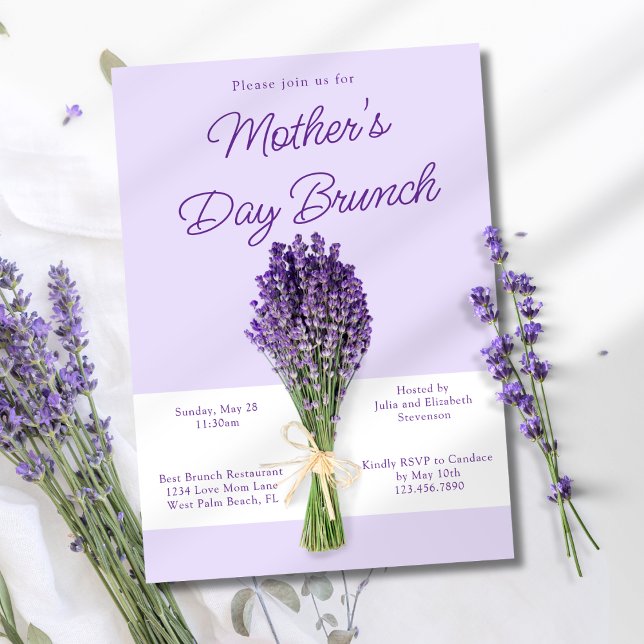 Elegant Lavender Bouquet Mother's Day Brunch Invitation (Creator Uploaded)