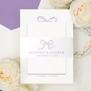 Elegant Lavender Bow Wedding Invitation Belly Band