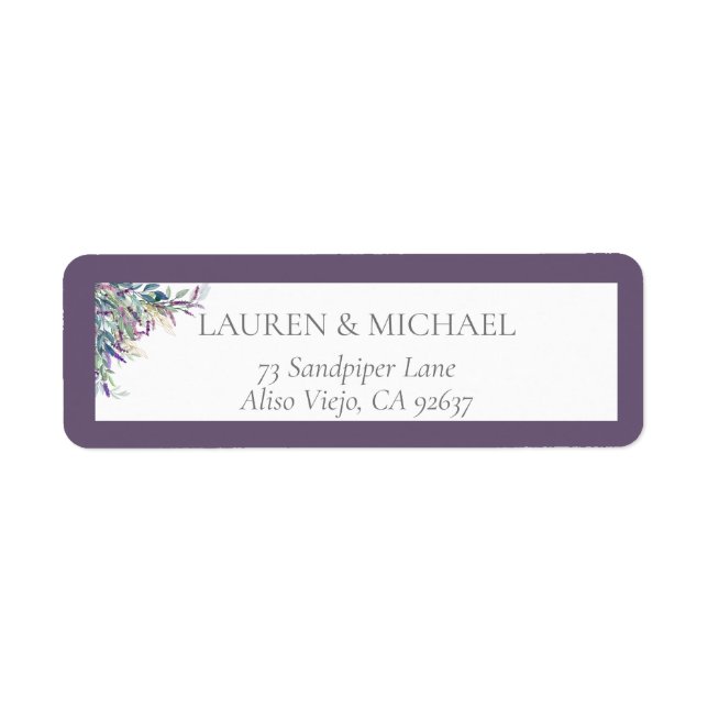 Elegant Lavender Bridal Shower Return Address (Front)