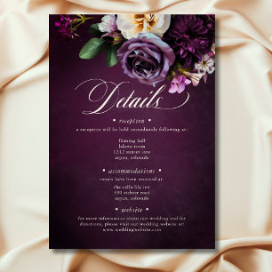 Elegant Lavender & Burgundy Floral Script Wedding Enclosure Card
