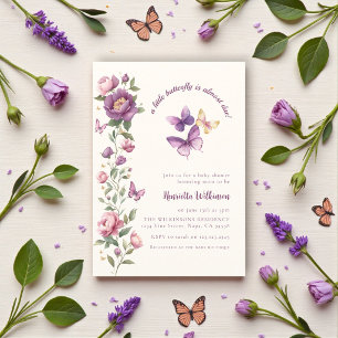 Elegant Lavender Butterfly Baby Shower Invite