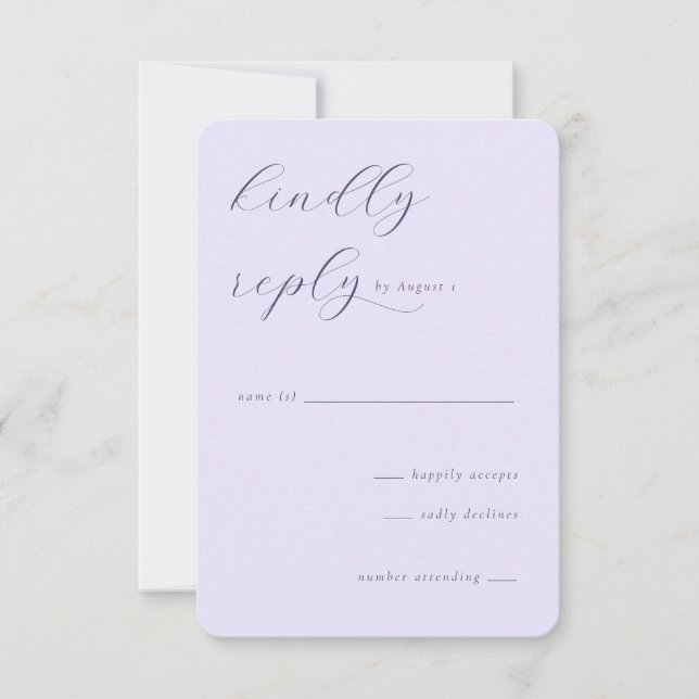 Elegant Lavender Calligraphy RSVP Card (Front)