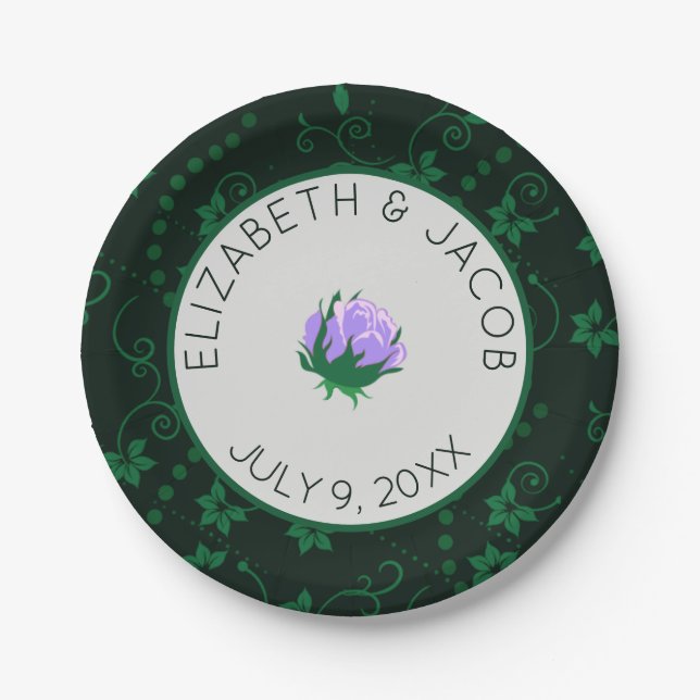 Elegant Lavender Camellia Wedding Paper Plate (Front)