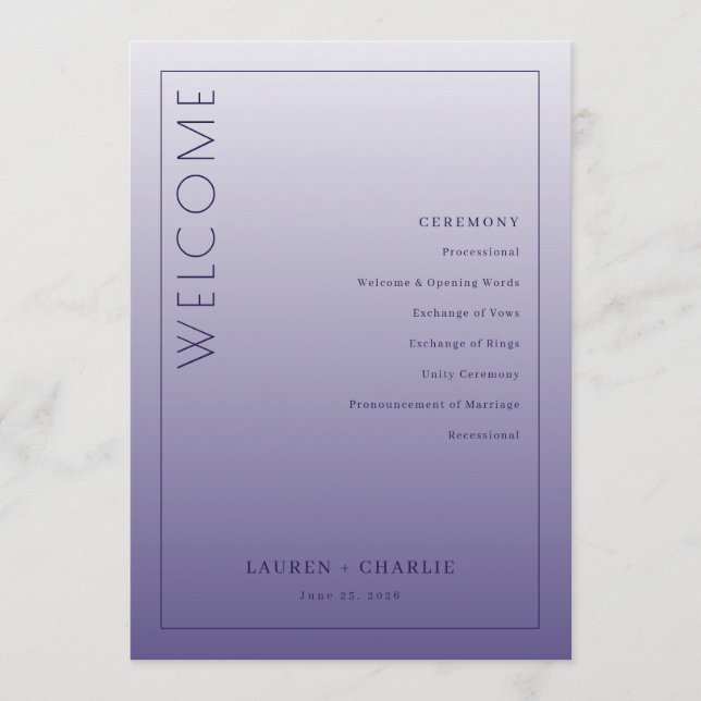 Elegant Lavender Ceremony Program (Front)