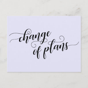 Elegant Lavender Change of Plans Postponed Wedding Postcard