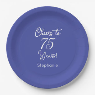 Elegant Lavender Cheers to 75 Years 75th Birthday Paper Plate