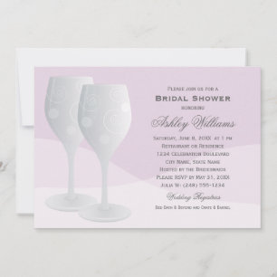 Elegant Lavender Cheers Wine Glasses Bridal Shower Invitation
