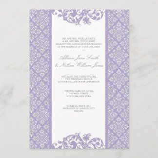 Elegant Lavender Damask Wedding Invitation