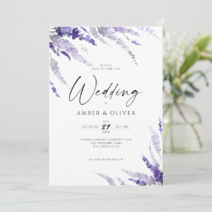 Elegant Lavender Dusty Purple Violet Boho Wedding Invitation