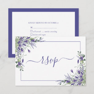 Elegant Lavender Eucalyptus Botanical Script RSVP Card