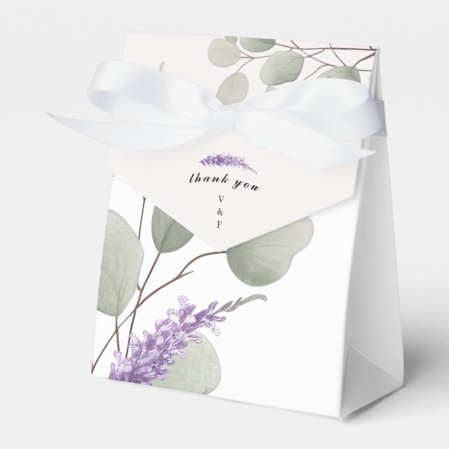 Elegant Lavender Eucalyptus Leaves Favor Box (Front Side)