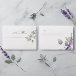 Elegant Lavender Eucalyptus Leaves Wedding Envelope