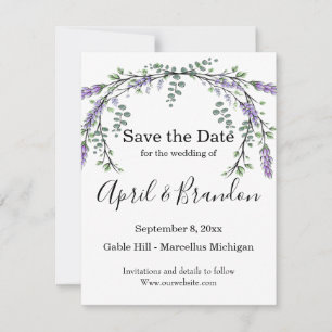 Elegant Lavender Eucalyptus watercolor  Save The Date