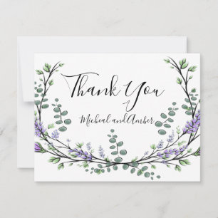 Elegant Lavender Eucalyptus Wedding Thank You Card