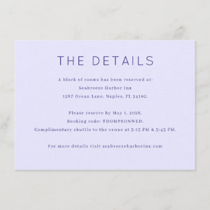 Elegant Lavender Event Details Enclosure Card
