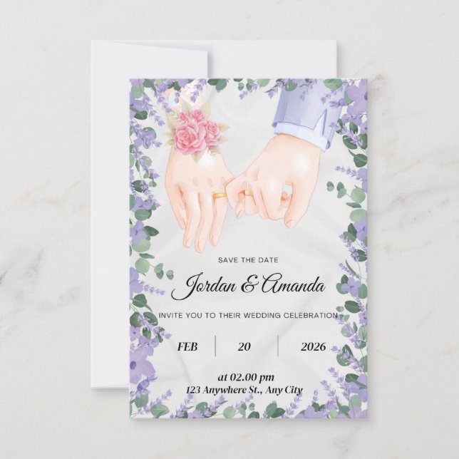 elegant lavender fields invite (Front)