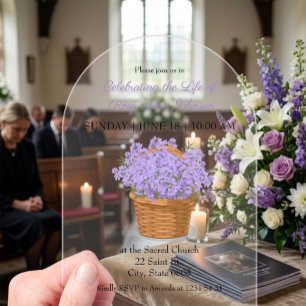 Elegant Lavender Floral Acrylic Funeral  Invitations