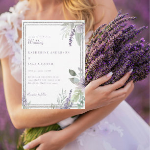 Elegant Lavender Floral and Foliage Wedding  Invitation