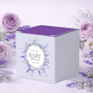 Elegant Lavender Floral Baby Shower purple Favor Box