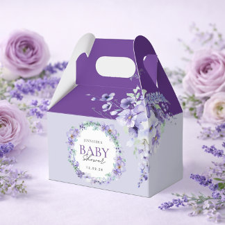 Elegant Lavender Floral Baby Shower purple Favor Box