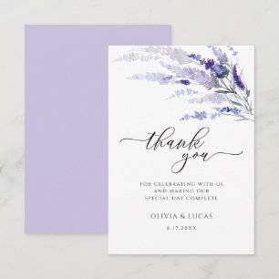 Elegant Lavender Floral Botanical Meadow Wedding Thank You Card