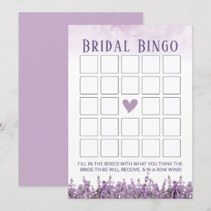 Elegant Lavender Floral Bridal Shower Bingo Invitation