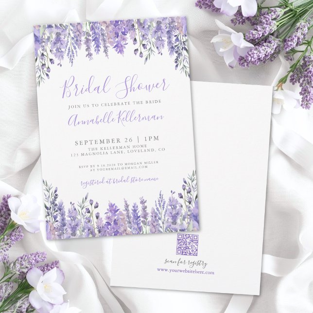 Elegant Lavender Floral Bridal Shower Invitation (Elegant Lavender Floral Bridal Shower Invitation)