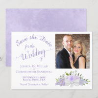 Elegant Lavender Floral Calligraphy Photo Wedding
