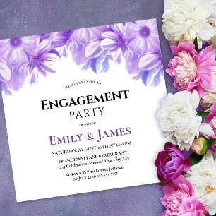 Elegant Lavender Floral Engagement Party Invitation