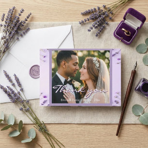 Elegant Lavender Floral Garden Wedding Thank You Card