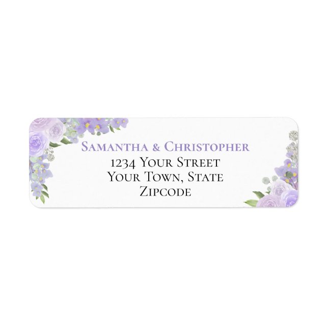 Elegant Lavender Floral Mariage Adresse de retour (Devant)
