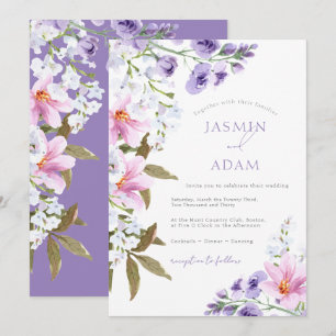 Elegant Lavender Floral Monogram Wedding Invitation